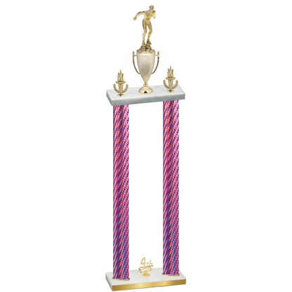Double Pink Carbon Fiber Fourth Place Swimming Trophy
