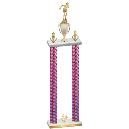 Double Pink Carbon Fiber Fourth Place Tennis Trophy