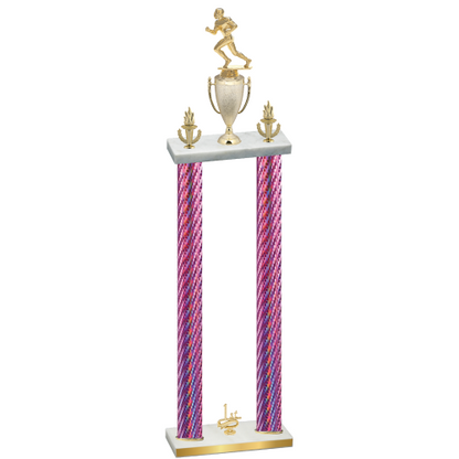 Double Pink Carbon Fiber First Place Football Trophy