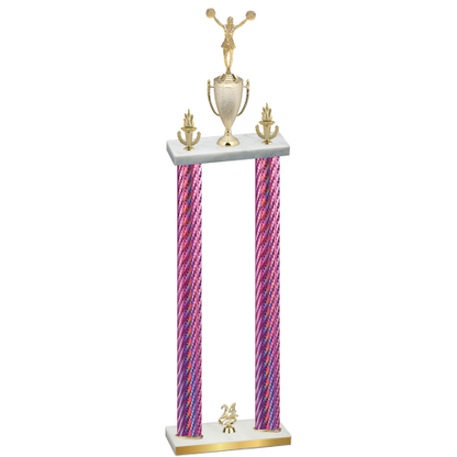 Double Pink Carbon Fiber Year Cheerleading Trophy