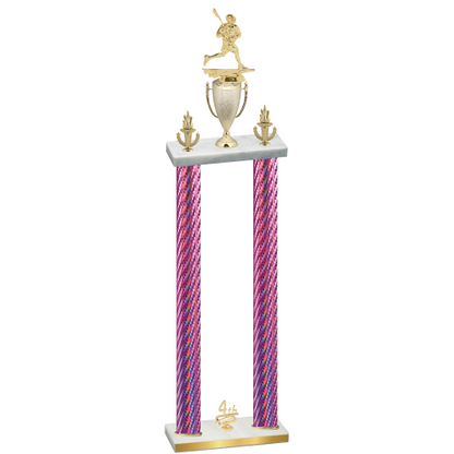 Double Pink Carbon Fiber Fourth Place Lacrosse Trophy