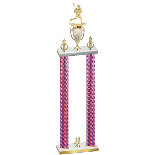 Double Pink Carbon Fiber Year Lacrosse Trophy