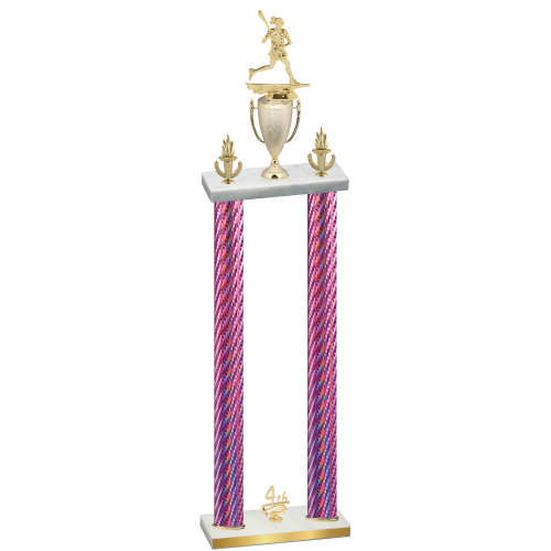Double Pink Carbon Fiber Fourth Place Lacrosse Trophy