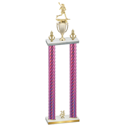 Double Pink Carbon Fiber Year Lacrosse Trophy