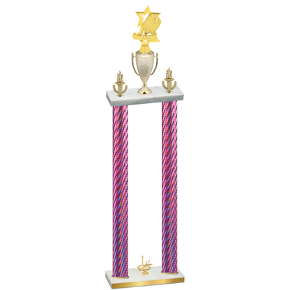 Double Pink Carbon Fiber First Place Pickleball Trophy