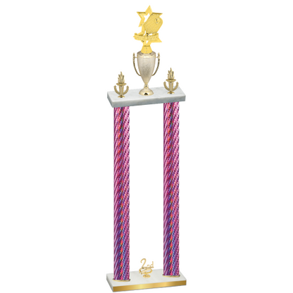 Double Pink Carbon Fiber Second Place Pickleball Trophy
