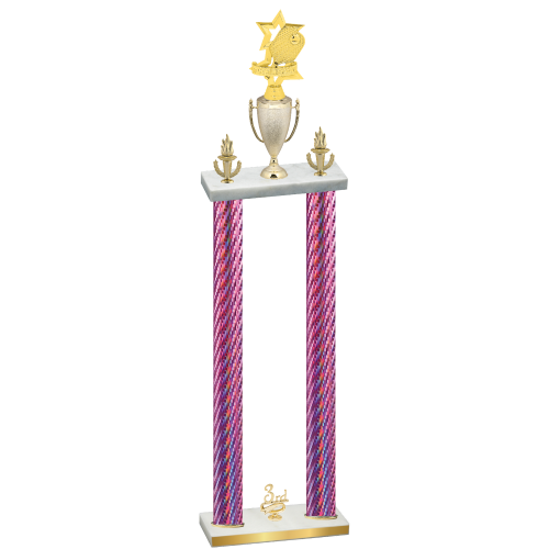 Double Pink Carbon Fiber Third Place Pickleball Trophy