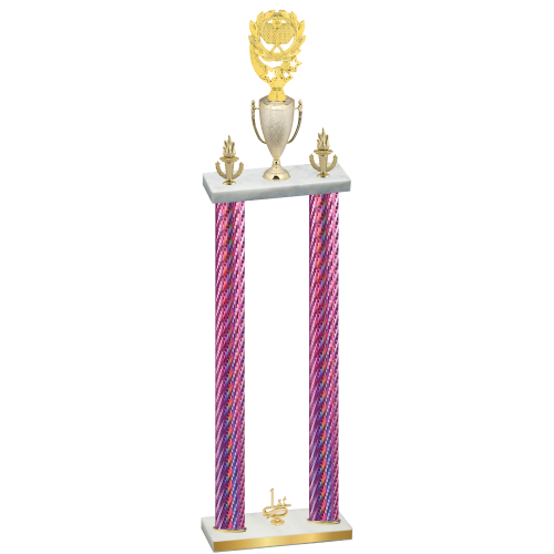 Double Pink Carbon Fiber First Place Pickleball Trophy