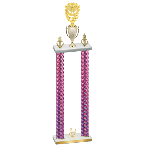 Double Pink Carbon Fiber Third Place Pickleball Trophy