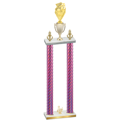 Double Pink Carbon Fiber Third Place Pickleball Trophy
