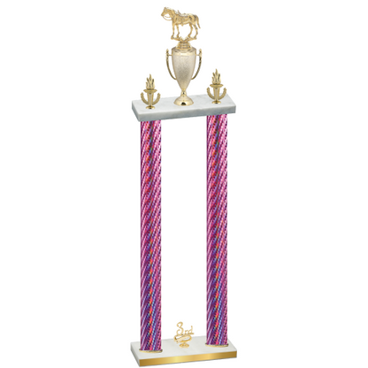 Double Pink Carbon Fiber Third Place Horses Trophy