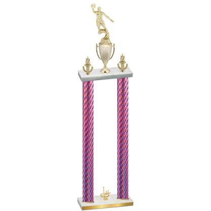 Double Pink Carbon Fiber First Place Basketball Trophy