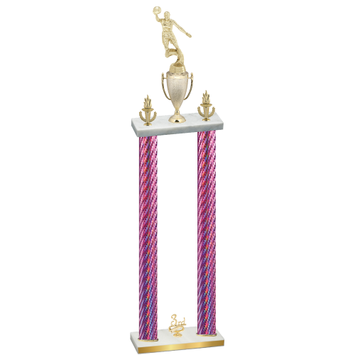 Double Pink Carbon Fiber Third Place Basketball Trophy