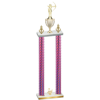 Double Pink Carbon Fiber Second Place Archery Trophy