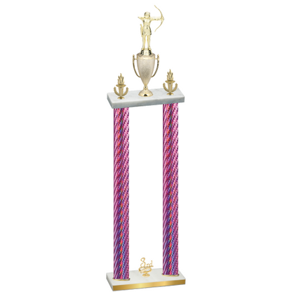 Double Pink Carbon Fiber Third Place Archery Trophy