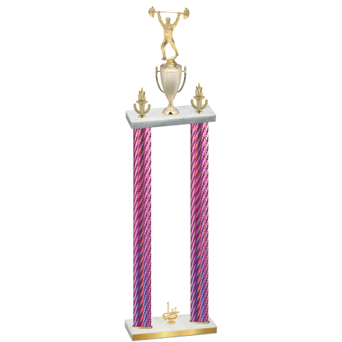 Double Pink Carbon Fiber First Place Weights Trophy