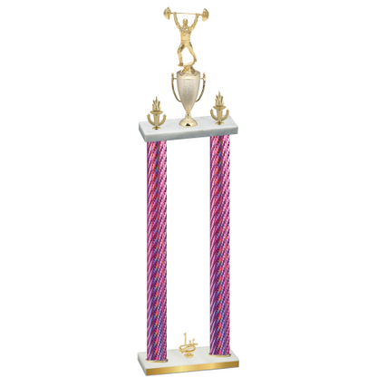 Double Pink Carbon Fiber First Place Weights Trophy