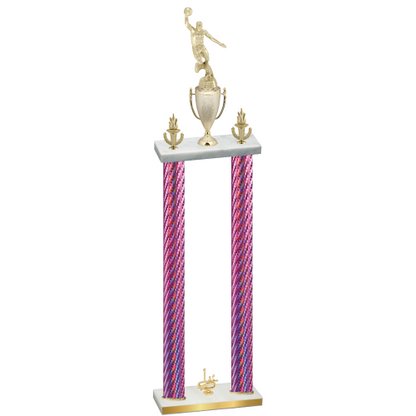 Double Pink Carbon Fiber First Place Basketball Trophy