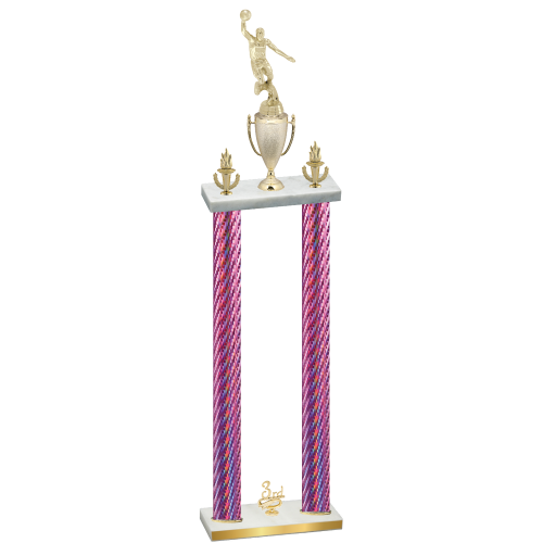 Double Pink Carbon Fiber Third Place Basketball Trophy