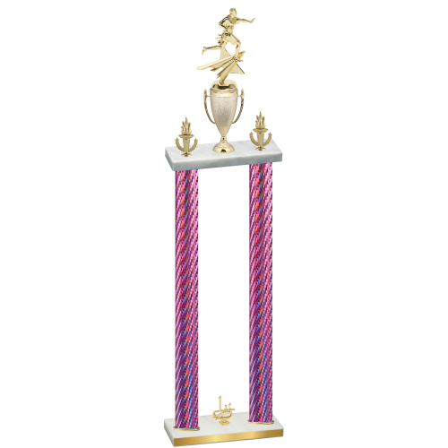 Double Pink Carbon Fiber First Place Flag Football Trophy