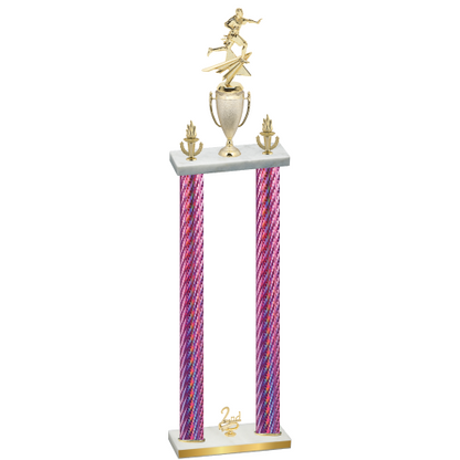 Double Pink Carbon Fiber Second Place Flag Football Trophy
