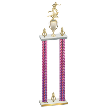 Double Pink Carbon Fiber Victory Flag Football Trophy