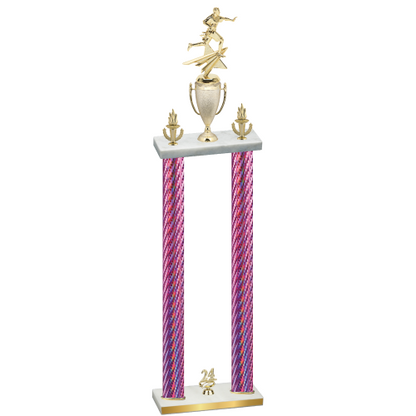 Double Pink Carbon Fiber Year Flag Football Trophy