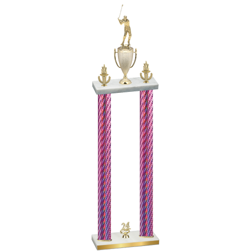 Double Pink Carbon Fiber Year Golf Trophy
