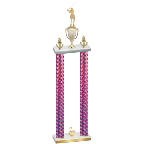 Double Pink Carbon Fiber Second Place Golf Trophy