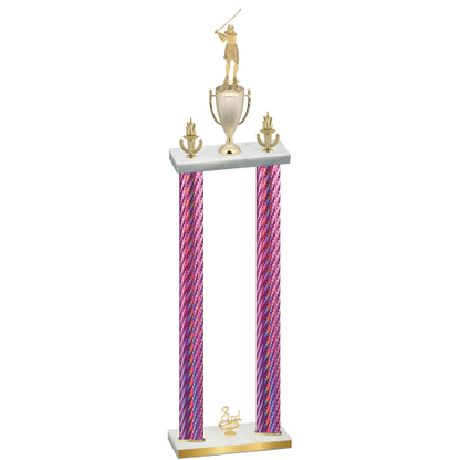 Double Pink Carbon Fiber Third Place Golf Trophy