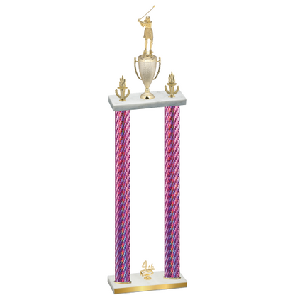 Double Pink Carbon Fiber Fourth Place Golf Trophy