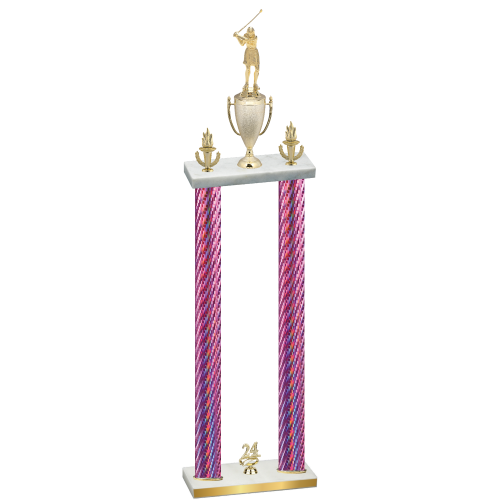 Double Pink Carbon Fiber Year Golf Trophy