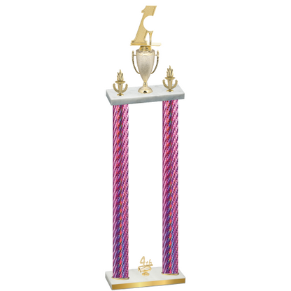 Double Pink Carbon Fiber Fourth Place Golf Trophy