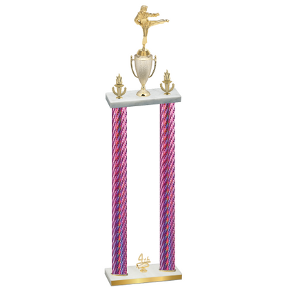 Double Pink Carbon Fiber Fourth Place Karate Trophy