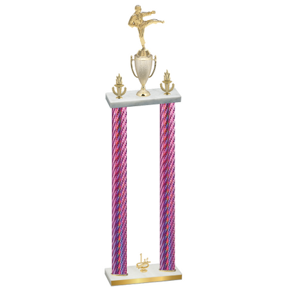 Double Pink Carbon Fiber First Place Karate Trophy