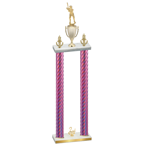 Double Pink Carbon Fiber Second Place Baseball Trophy