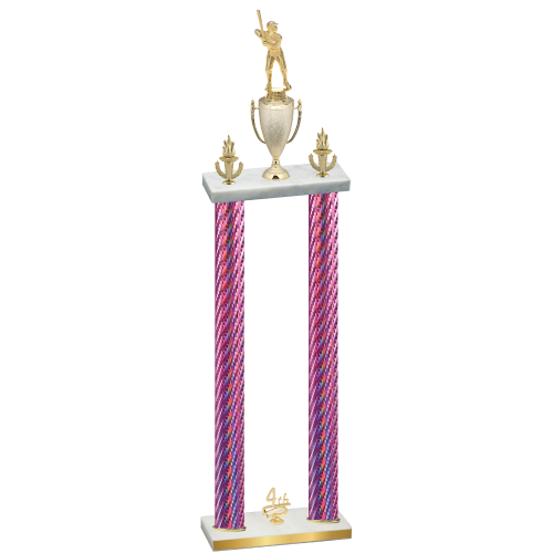 Double Pink Carbon Fiber Fourth Place Baseball Trophy