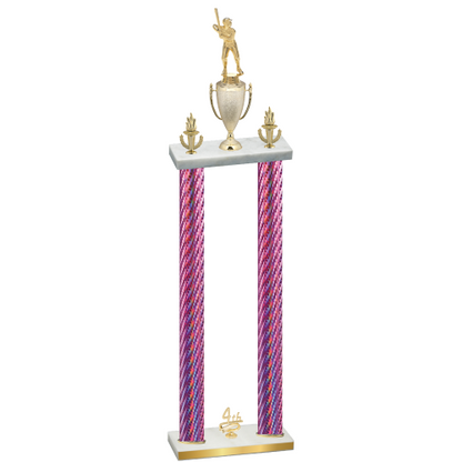Double Pink Carbon Fiber Fourth Place Baseball Trophy