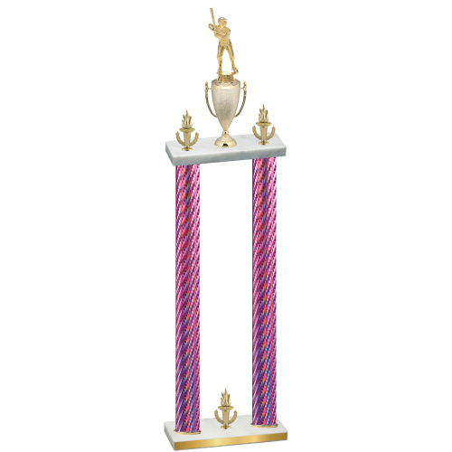 Double Pink Carbon Fiber Victory Baseball Trophy