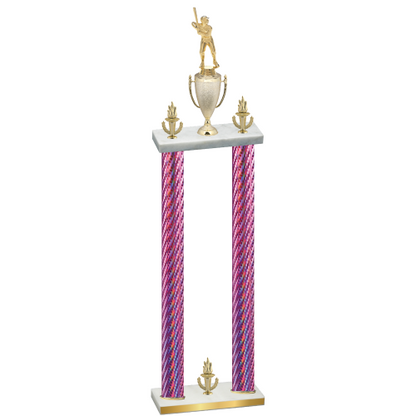 Double Pink Carbon Fiber Victory Baseball Trophy