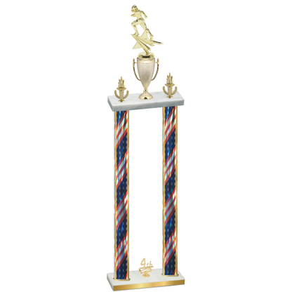 Double Flag USA Fourth Place Football Trophy