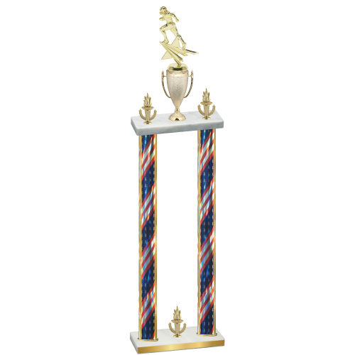 Double Flag USA Victory Football Trophy