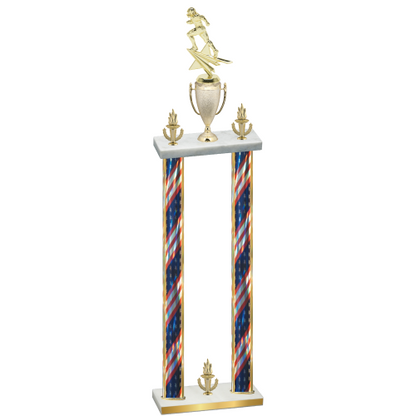 Double Flag USA Victory Football Trophy