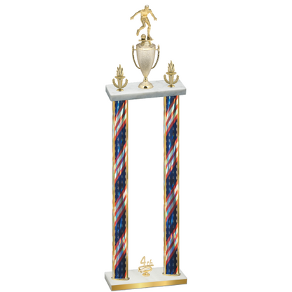 Double Flag USA Fourth Place Soccer Trophy