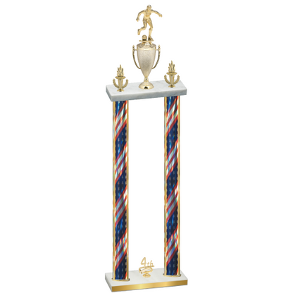 Double Flag USA Fourth Place Soccer Trophy