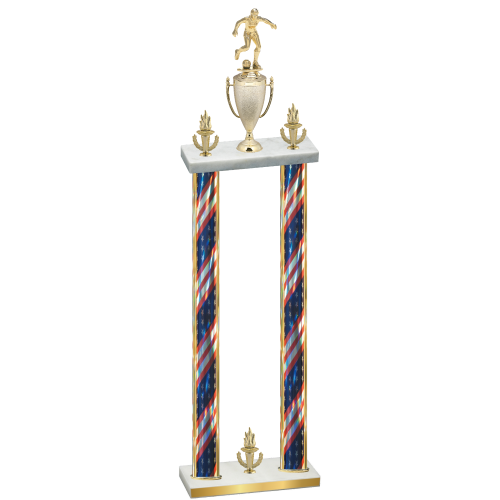 Double Flag USA Victory Soccer Trophy