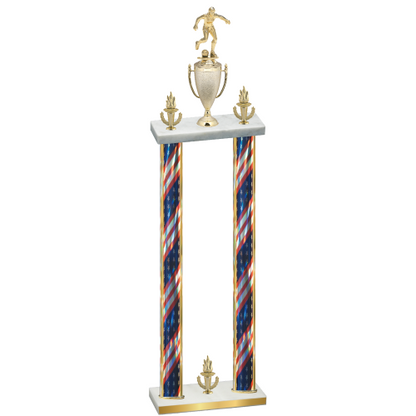 Double Flag USA Victory Soccer Trophy
