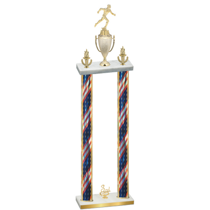 Double Flag USA Third Place Running Trophy