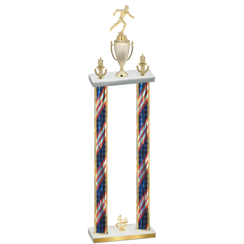 Double Flag USA Fourth Place Running Trophy