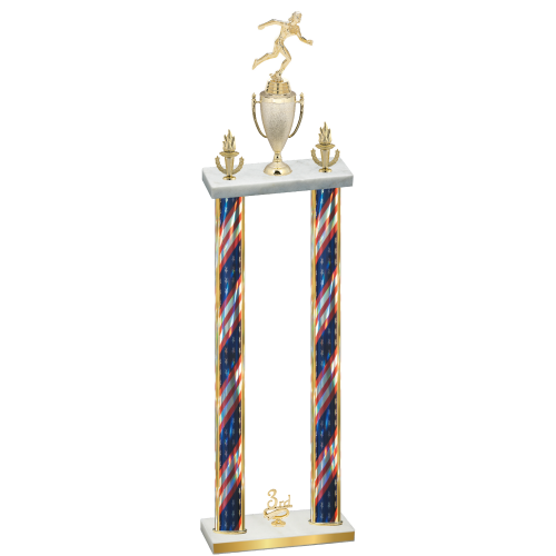 Double Flag USA Third Place Running Trophy